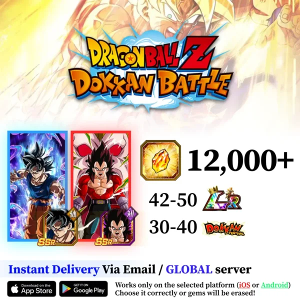 Dragon Ball Z Dokkan Battle Account with Dragon Stones, SSR Goku and Vegeta [Android/iOS]