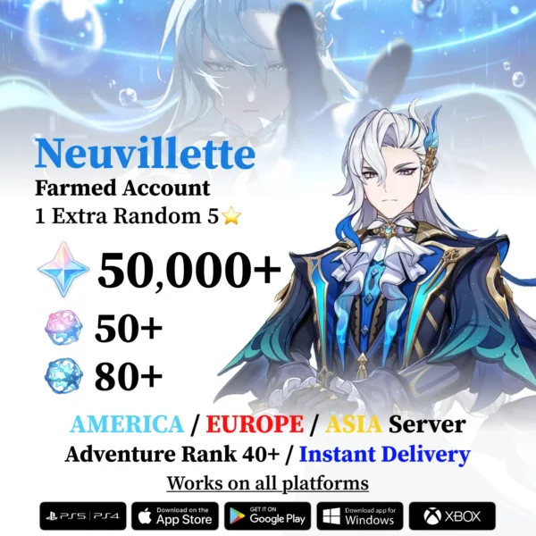 Neuvillette Reroll Account with Primogems