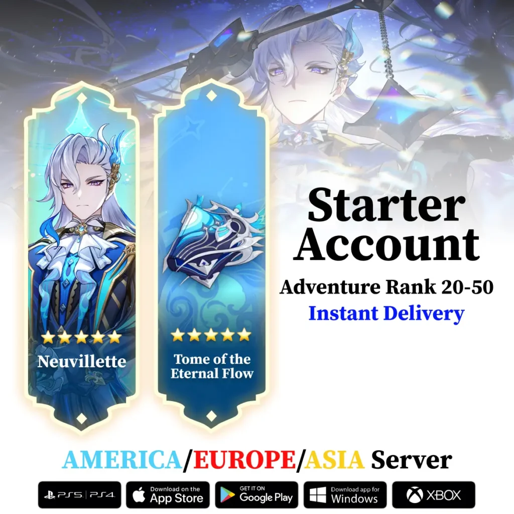 Neuvillette With Tome of the Eternal Flow – Genshin Reroll Account
