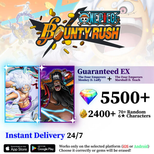 The Four Emperors Luffy with The Four Emperors Marshall D. Teach OPBR Starter Reroll Account [GLOBAL]