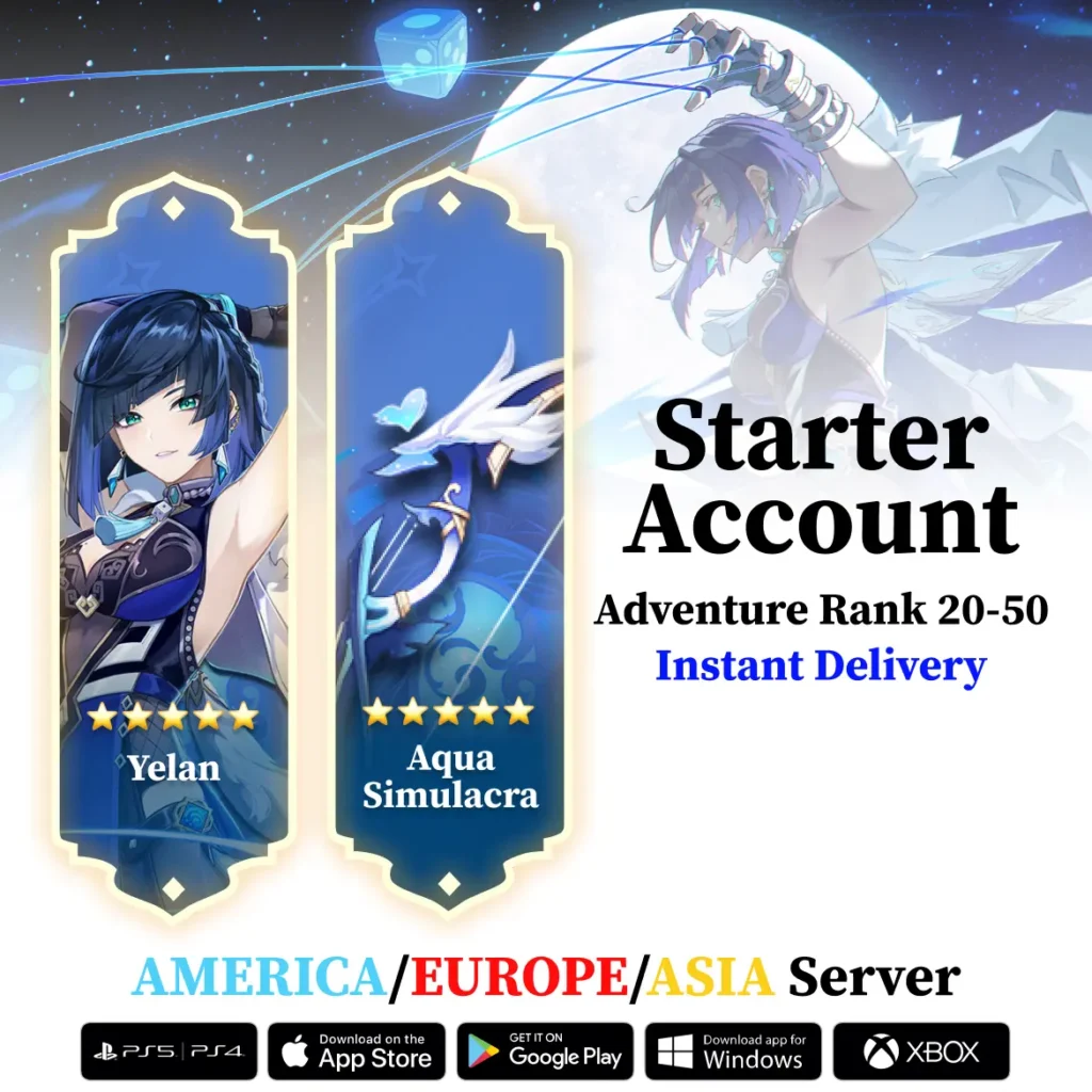 Yelan with Aqua Simulacra – Genshin Reroll Account