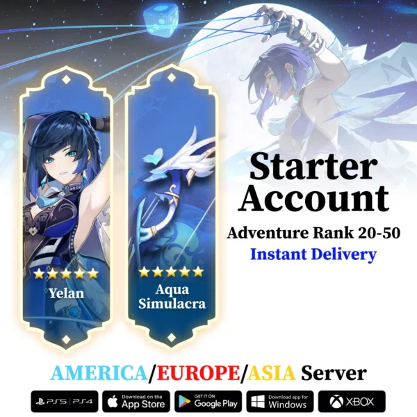 Yelan with Aqua Simulacra – Genshin Reroll Account