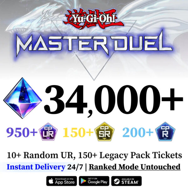 Yu-Gi-Oh! Master Duel Starter Account with 34000+ Gems [Global]